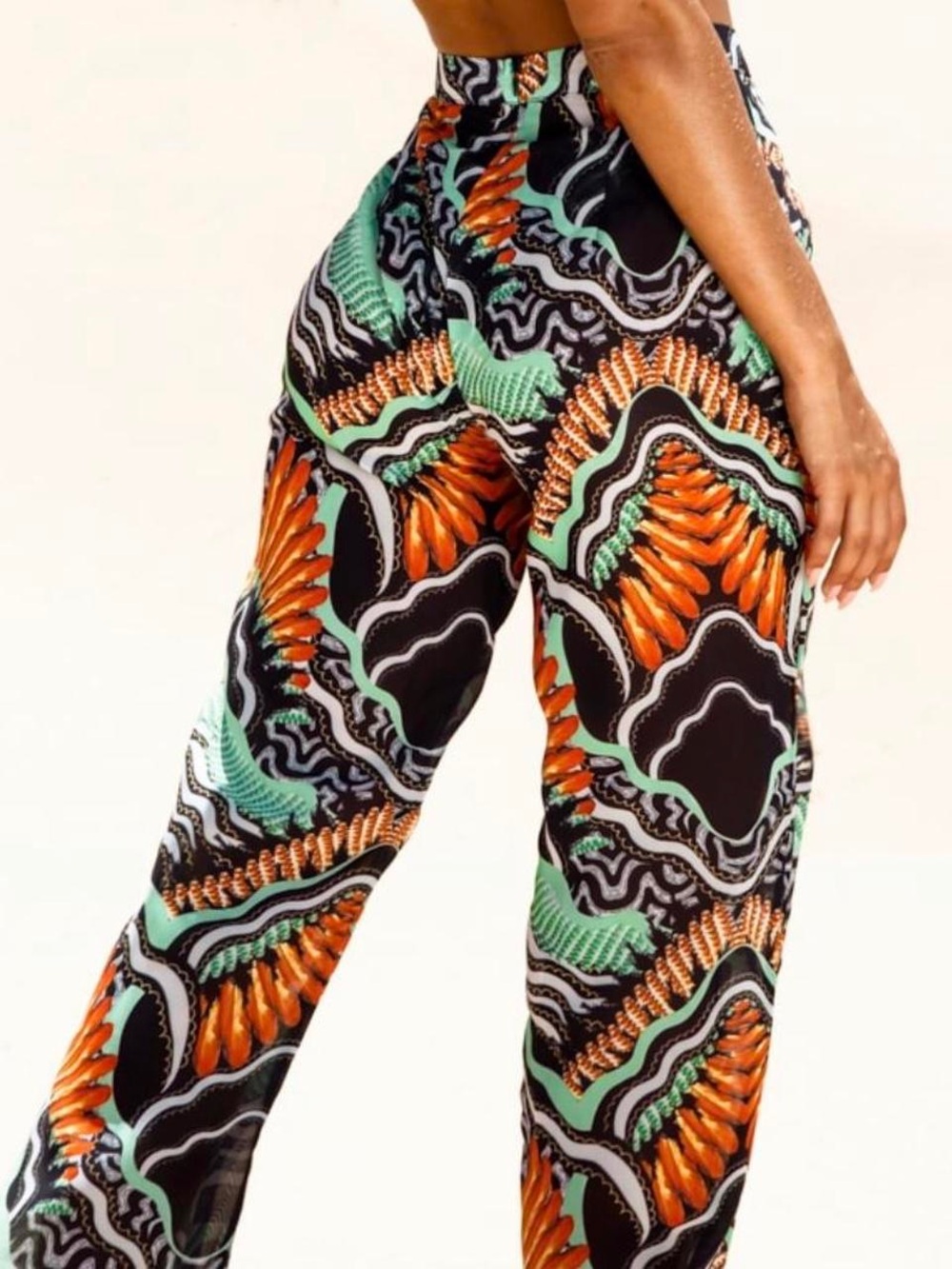 Pretty little thing tribal print beach pants sheer size 4 NWT
